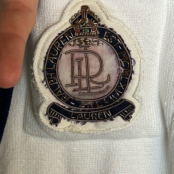 Vintage Ralph Lauren L Women Blazer Black Trim Academy Collegiate Timeless Logo - Picture 5 of 15